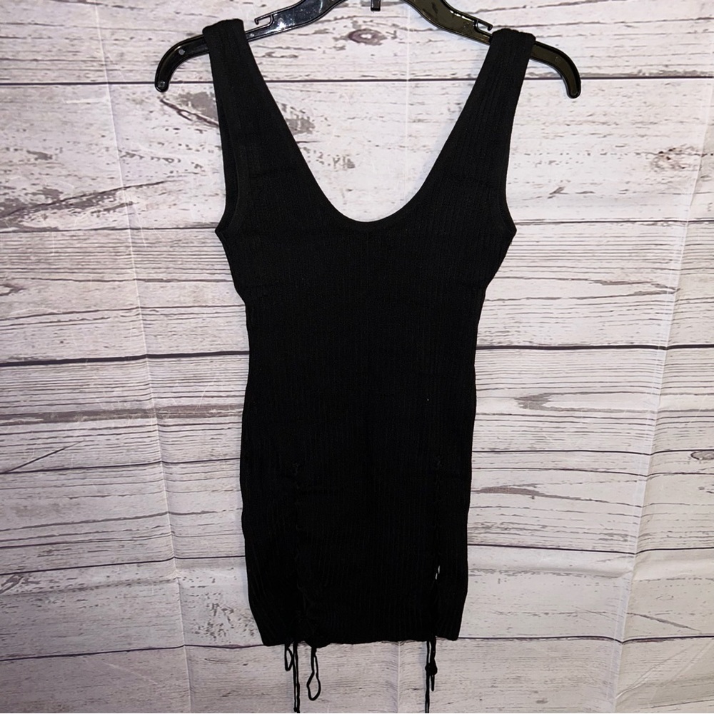 Black Windsor Ribbed Dress